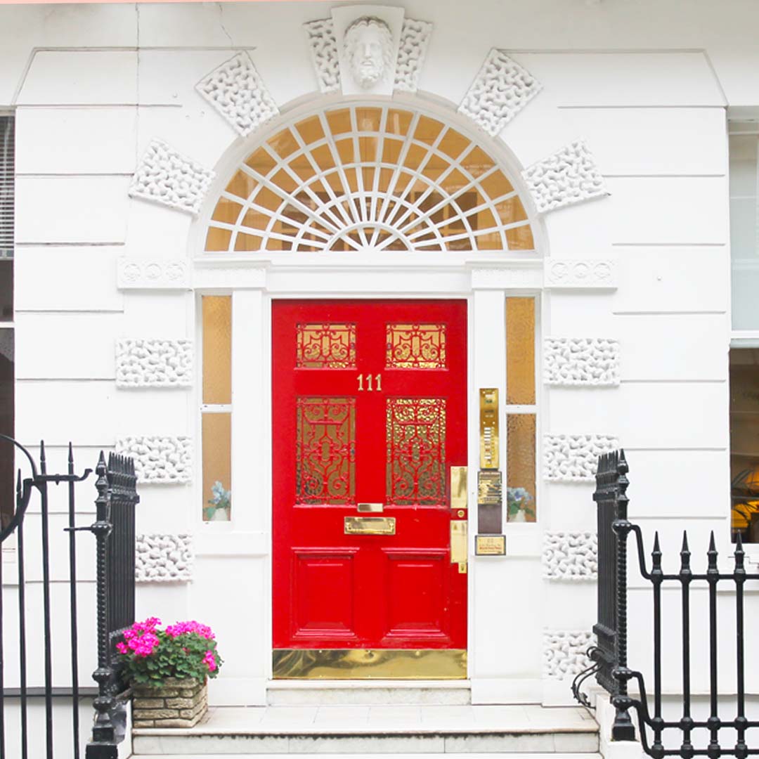 A grand red door