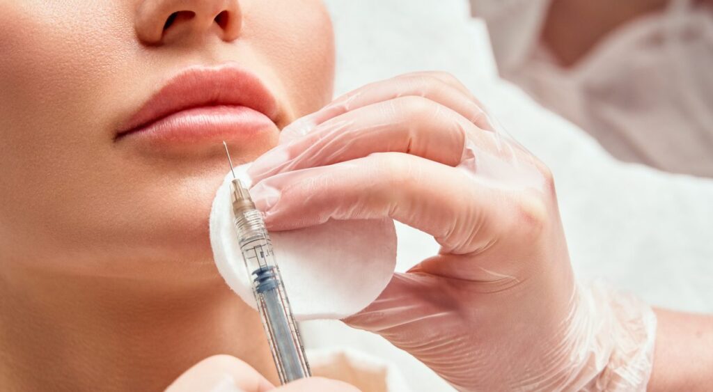 patient receiving lip shape correction treatment