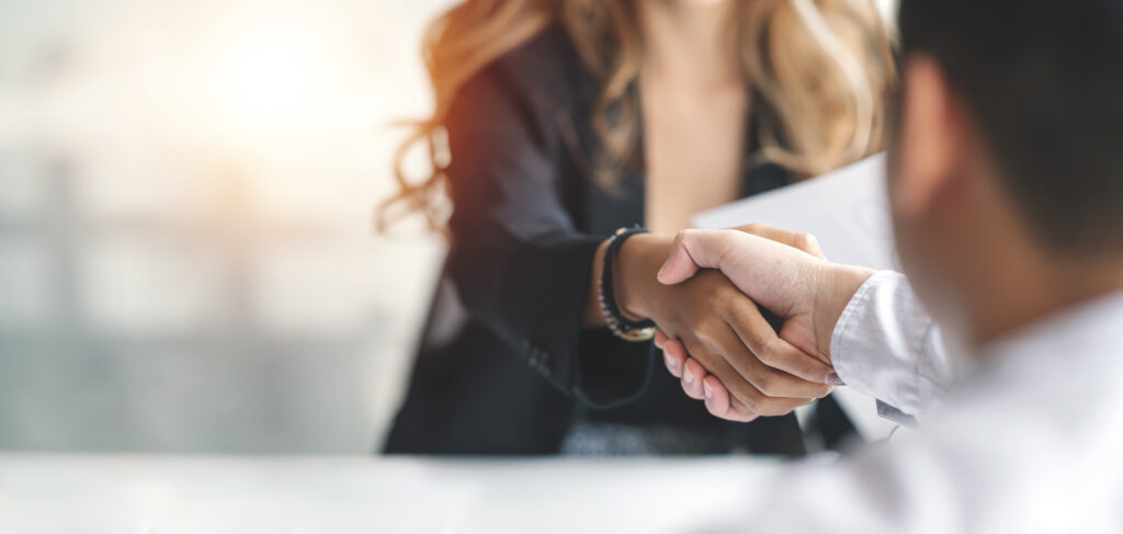Professional handshake during meeting